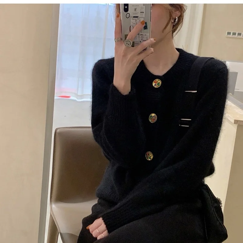 

Женский Рождественский свитер из красного меха енота на осень и зиму