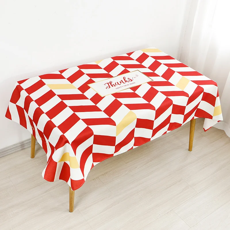 

Nordic Modern Table Cloth Fabric Minimalist Plaid Cotton Linen Table Cloth Rectangular Household Tafelkleed Home Textile EB50ZB