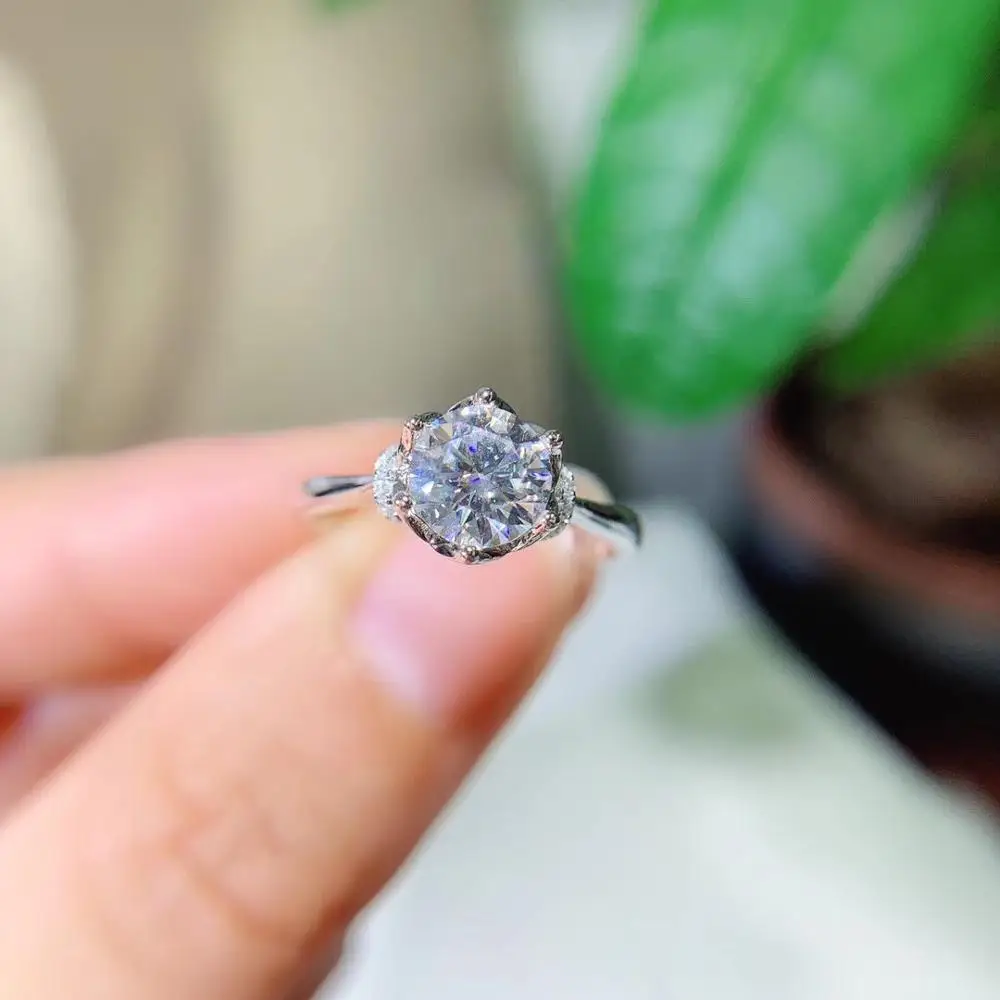 Kkmall магазин круглое серебряное кольцо Moissanite 1.00ct D VVS роскошное свадебное кольцо Moissanite для женщин