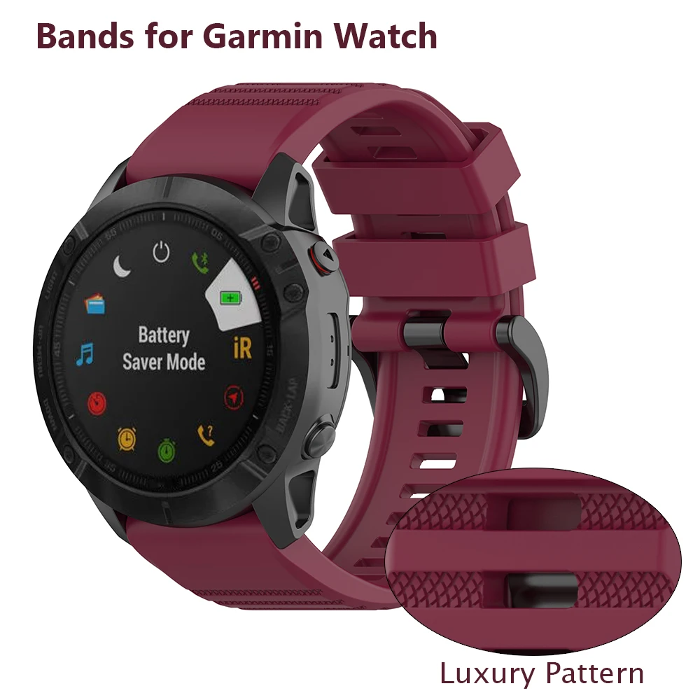 Ремешок силиконовый для смарт-часов Garmin Fenix 5/Fenix 6/Fenix 6 Pro/Fenix Sapphire Band 22 мм с
