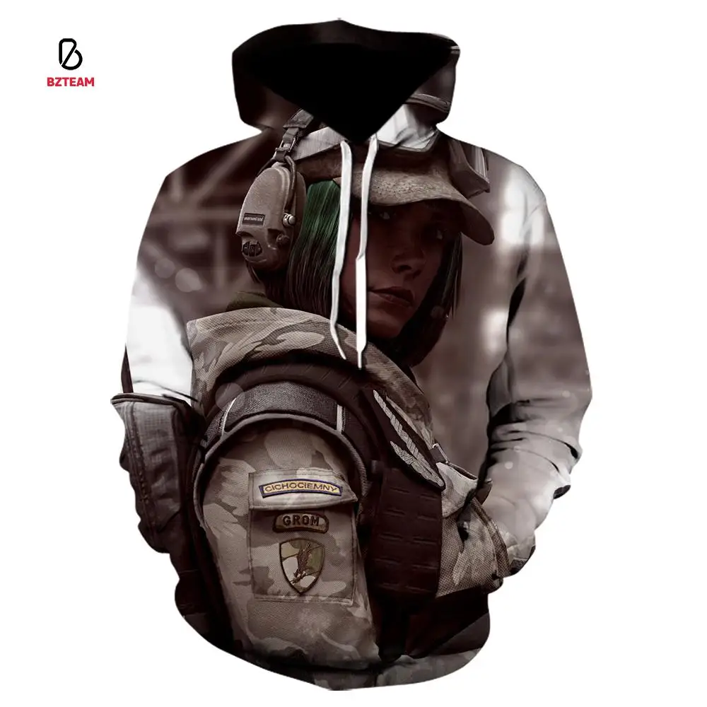 

BZTEAM Rainbow Six Siege 3D Printing Hoodie FPS Shooting Game Hooded Sweatshirt Men's Women's Casual Fashion Hoodie Pullover Hip