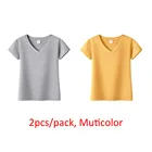 Женская хлопковая Футболка с V-образным вырезом и коротким рукавом