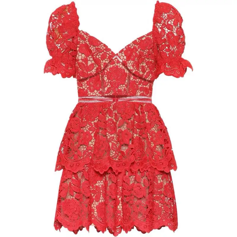 Красный с цветочным рисунком мини-платье тюлем 2020 летние милые женские Пышное