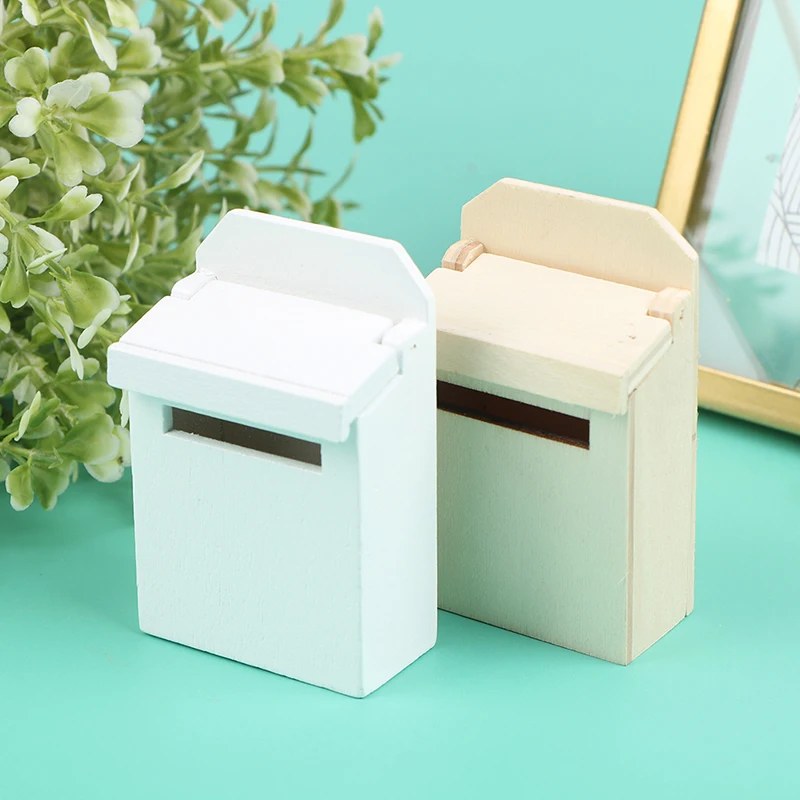 1Pc 1/12 Scale Dollhouse Wooden Mailbox With Decal Miniature for Fairy Garden Door Decor Kids Furniture Toys | Игрушки и хобби