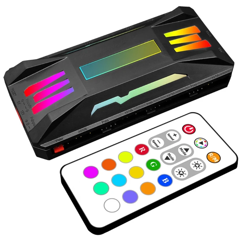 

Кулер с пультом дистанционного управления Coolmoon ARGB, 4-контактный ШИМ 3-контактный кулер для ПК, чехол, радиатор шасси QW