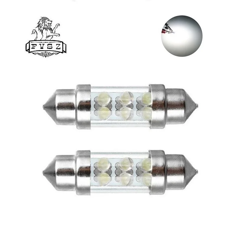 2 шт. авто Интерьер лампы Festoon 41mm Led C5W C10W 6 SMD светильник излучающий диод из белого