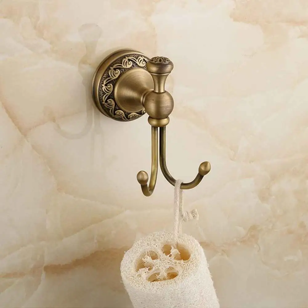 Wall Mounted Towel Hook Solid Copper Cloth Double Coat Bathrobe Hanger Hanging Rack | Обустройство дома