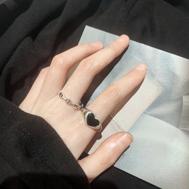 

Spades and Heart Two-piece Ring Women's Fashion Retro Personality Ring Index Finger Ring Trend Party Popular Creative Jewelry