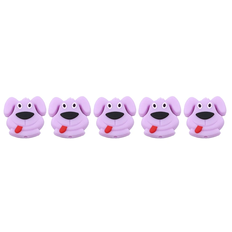 

5pcs/lot Food Grade Silicone Beads Mini Cartoon Dog Beads Teether BPA Free DIY Baby Teething Toy Gift For Baby