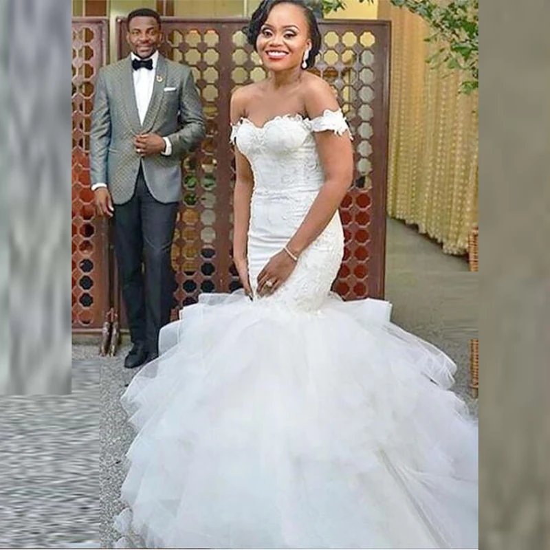 Южноафриканские белые кружевные свадебные платья с заниженной талией для