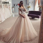 Свадебные платья из фатина LORIE в стиле бохо, кружевные аппликации с длинным рукавом, новинка 2020, свадебные платья, винтажные платья принцессы