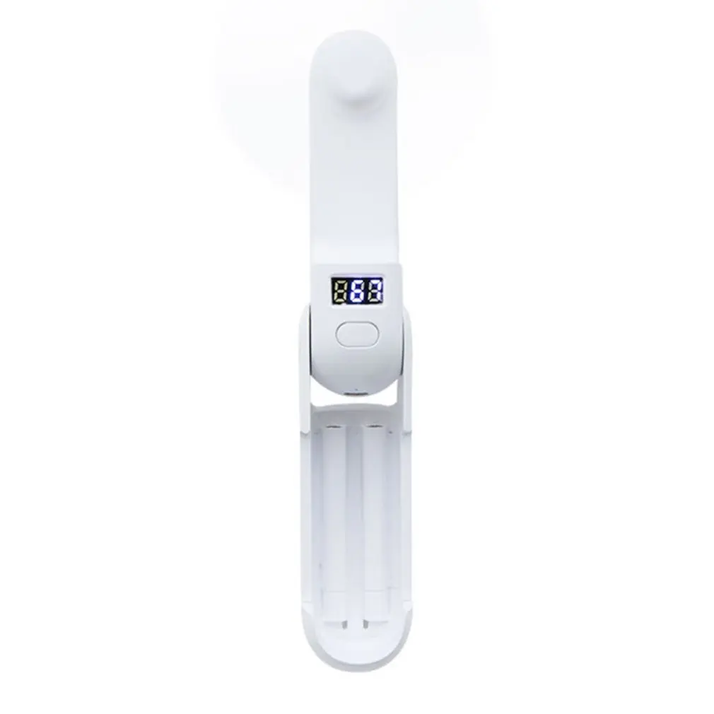 

Hand-held folding fan creative mobile phone holder digital display power charging triple practical fan