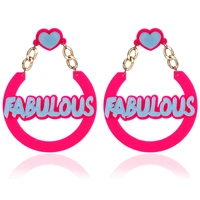 fashion acrylic bar hipster nightclub exaggerated fun funny english letters heart earrings earrings accessories