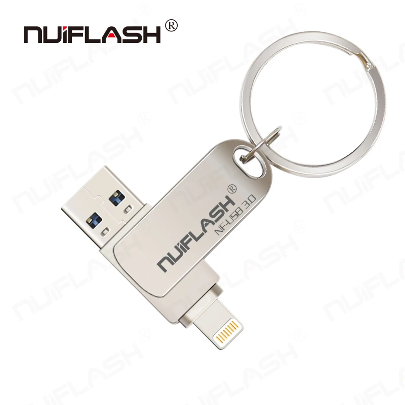 

Original Nuiflash Flash Drive 128GB 256GB iXpand Go USB 3.0 Pendrive Memory Stick Metal OTG Dual Slot U Disk For iPhone/iPad/PC