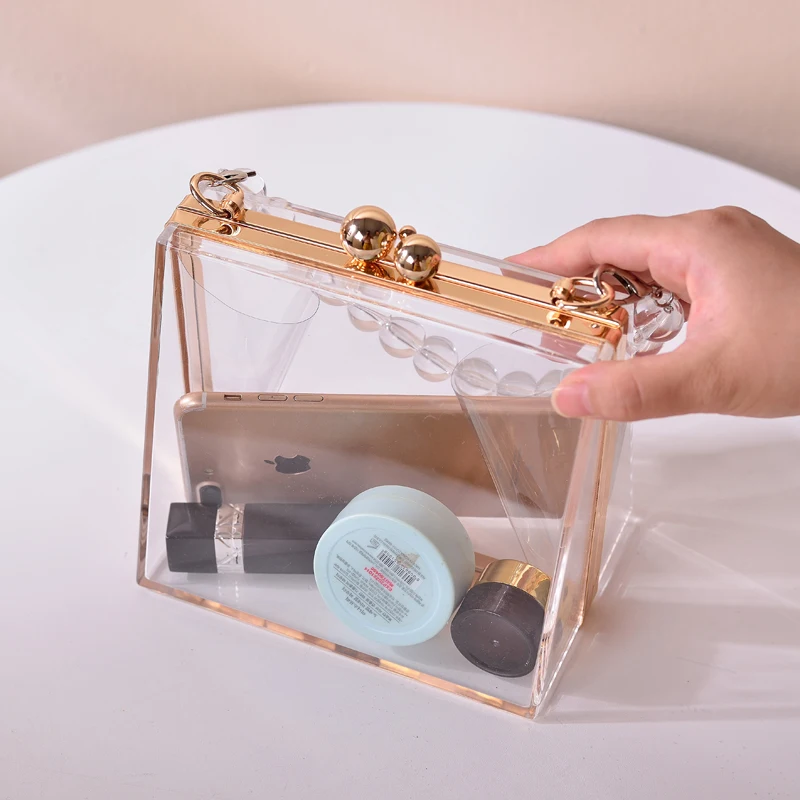 Transparent Clear Purses Handbags Luxury Bags Women 2022 Trend Wedding Clutch Designer Pearl Acrylic Crossbody Bag for Party