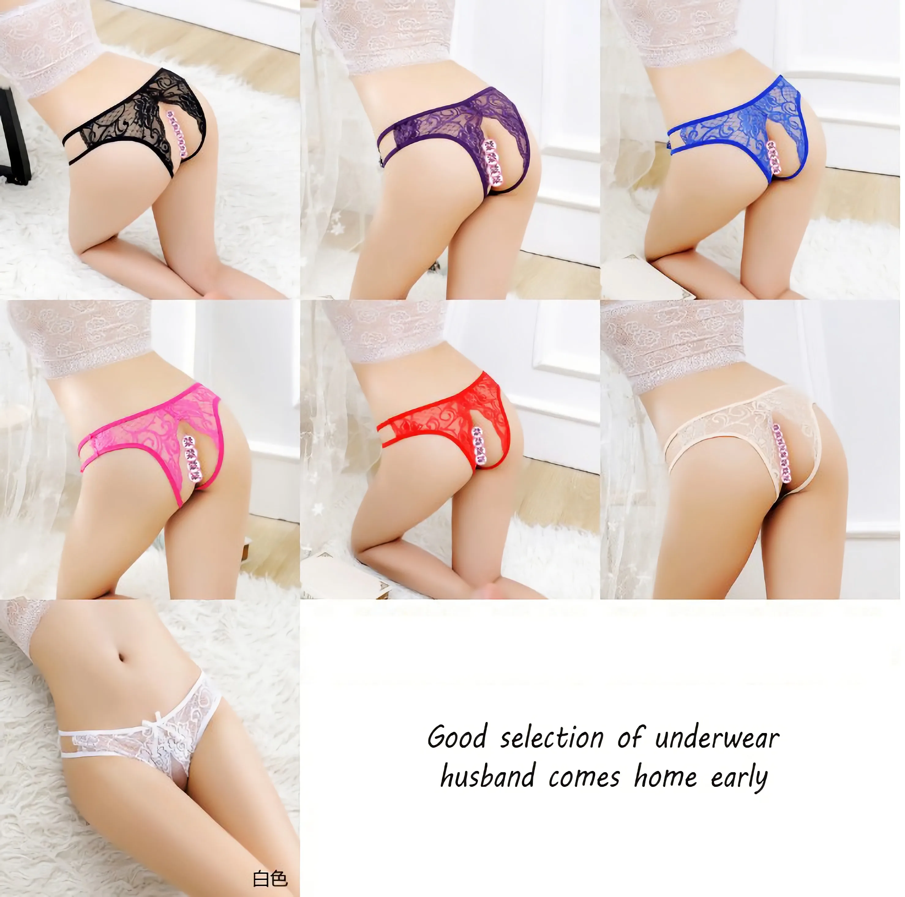 Прозрачные сексуальные открытые женские трусики с низкой талией кружевные