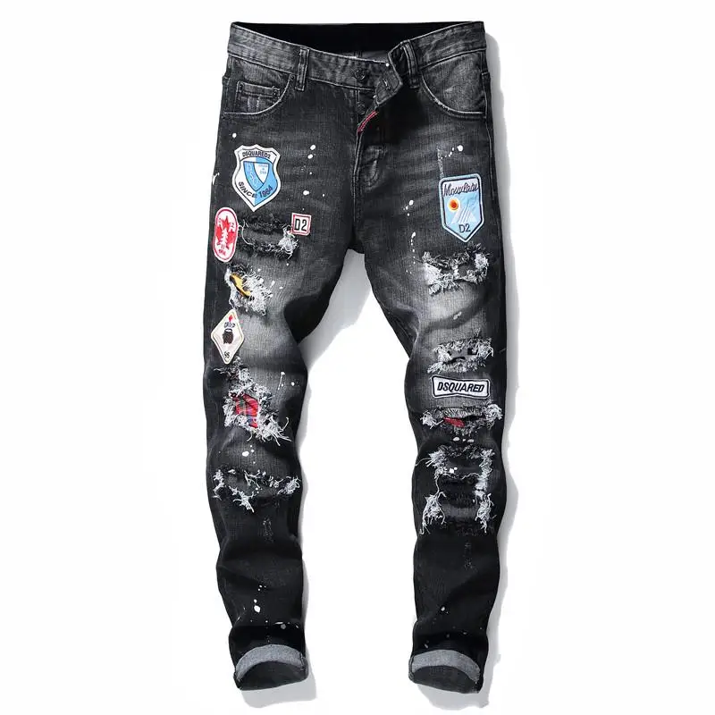

New Men's Denim Washed Trousers Jeans Slim Straight Pants Trousers