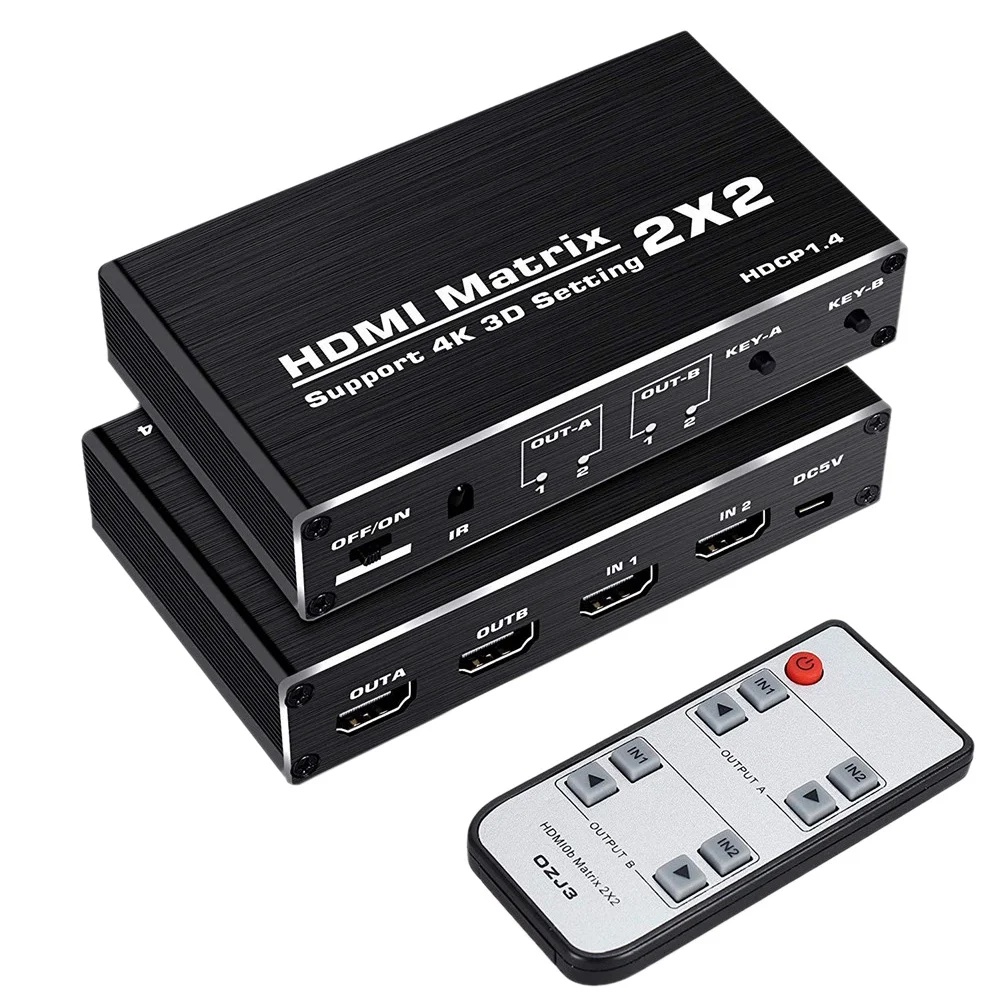 Матричный коммутатор 2X2 4K 60 Гц поддержка HDCP 1 4 ИК-пульт дистанционного управления