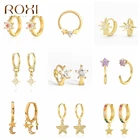 ROXI 925 пробы женские серьги-кольца с серебряными звездами 2021, модные серьги, серьги Для Пирсинга Ушей, серьги Huggie, ювелирные изделия