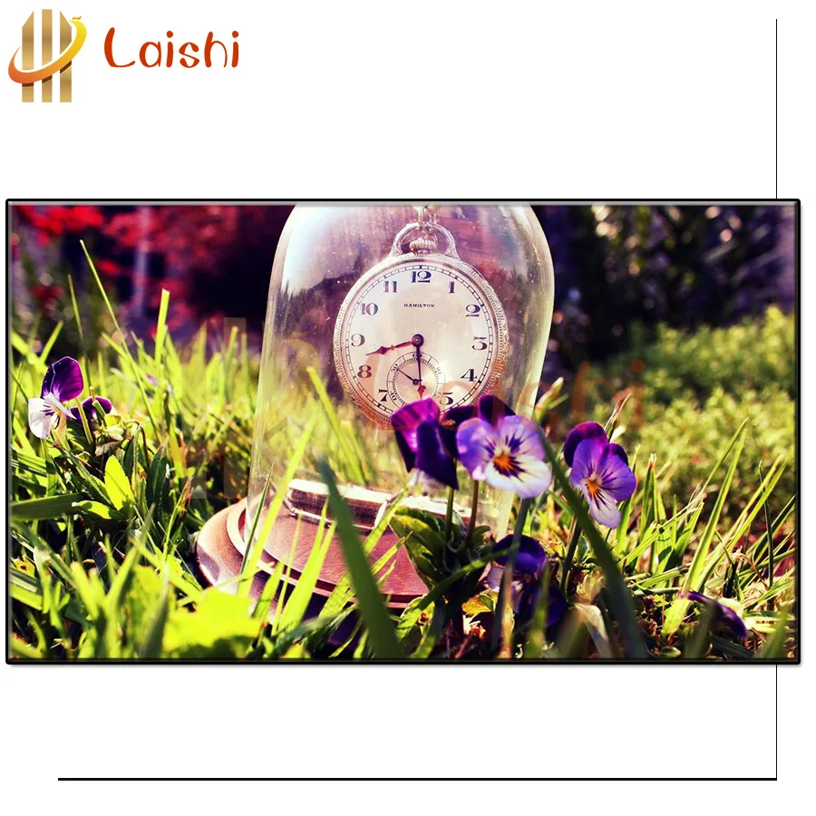 

Полная квадратная круглая алмазная живопись с изображением травы из стекла Анютины глаз летние часы алмазная живопись 5d алмазная вышивка ...