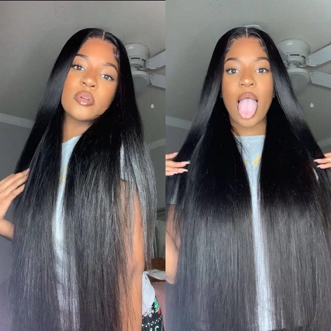 13x4 Straight Lace Front Wigs For Black Women Pre Plucked With Baby Hair Frontal 30 Inch Brazilian Bone Straight Human Hair Wigs