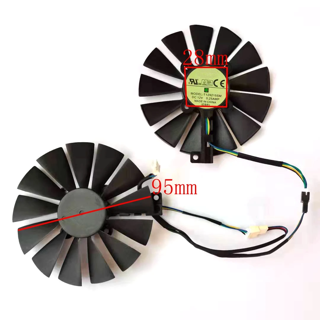 Новый вентилятор графической карты T129215SM PLD10010S12H для ASUS ROG STRIX Dual RX 470 570 AMD RX470 RX570 GTX1050TI GTX1080TI