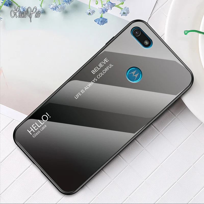 Чехлы для телефонов XUANYAO Moto E6 Play стеклянная задняя крышка чехол Motorola силиконовый