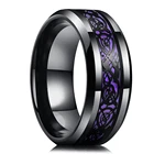 Модное мужское кольцо 8 мм в стиле панк из нержавеющей стали черный кельтский дракон кольцо с инкрустацией фиолетовое углеродное волокно Мужское обручальное кольцо ювелирное изделие