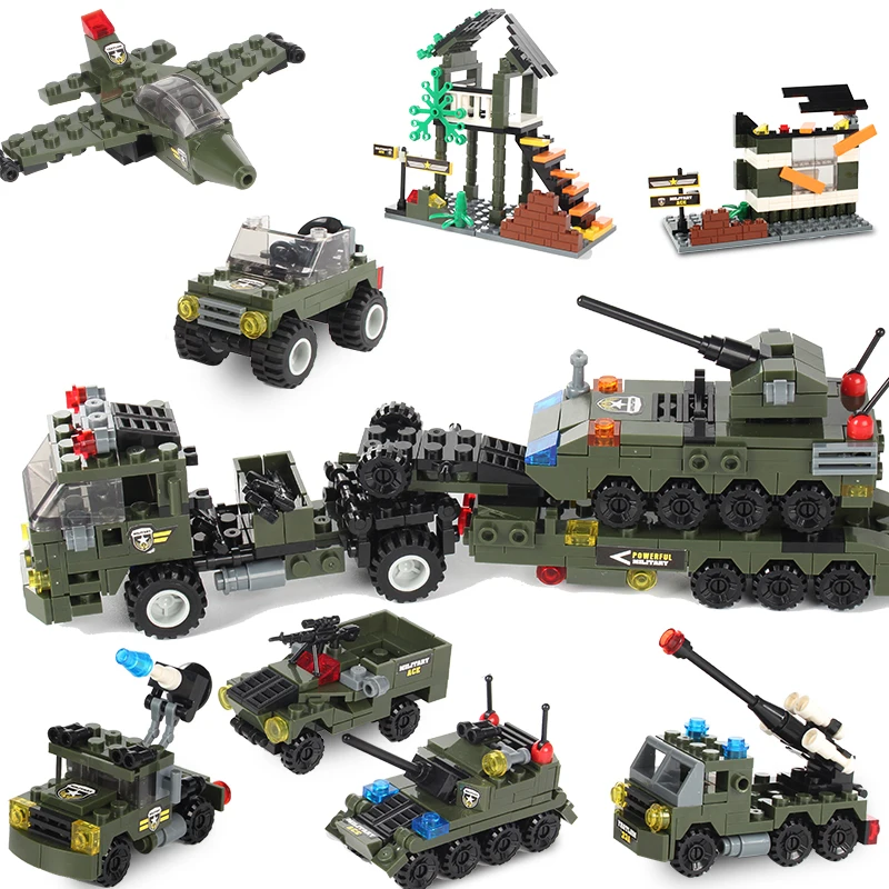 

80 Uds 8 en 1 aviones militares de tanque, bloques de construcción, camión especial de Policia, vehilo blinado, ladrillos cre