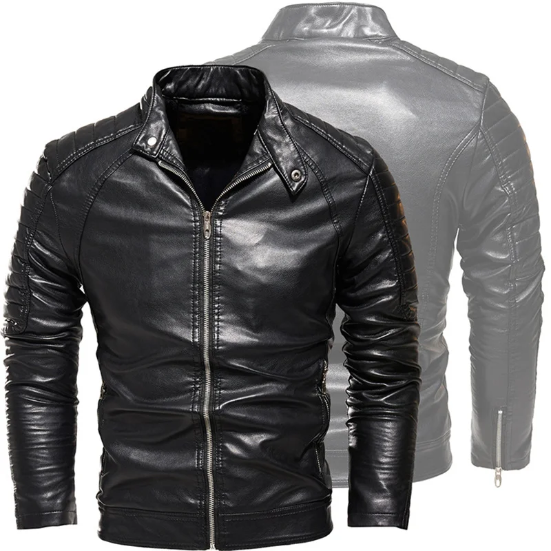 

Men Leather Suede Jacket Autumn Casual Motorcycle Leather Jackets Man Outerwear High quality Faux Leather Jacket Zipper Clothing