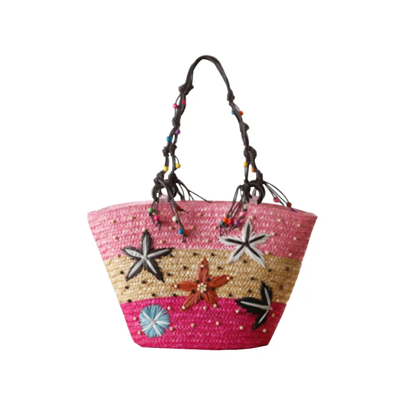 Контрастная цветная Соломенная Сумка Морская Пляжная женская сумка через