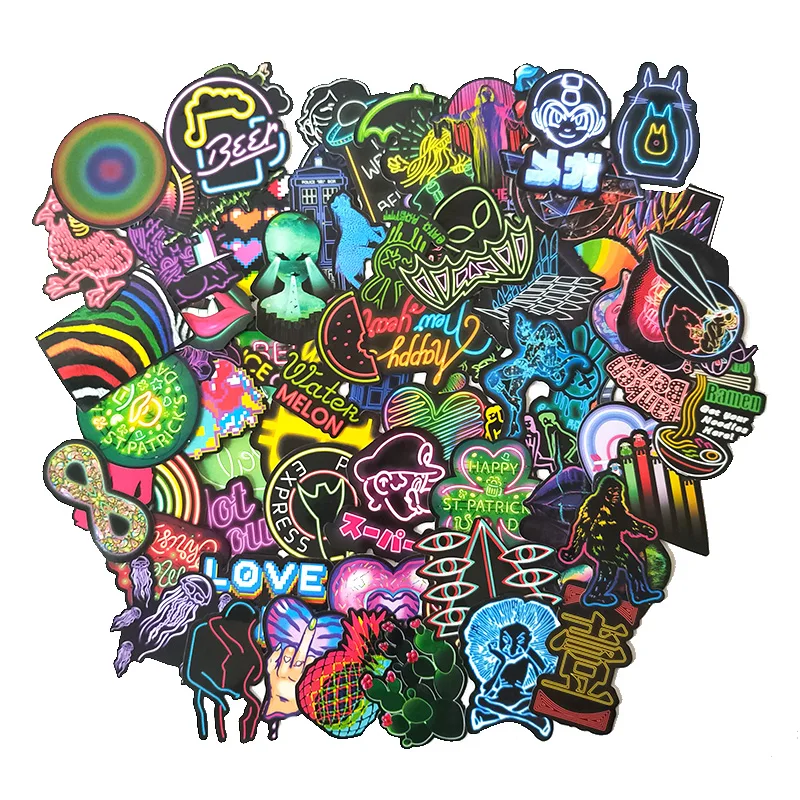 75 шт. неоновая наклейка аниме икона животные персонаж Милая Наклейка детский