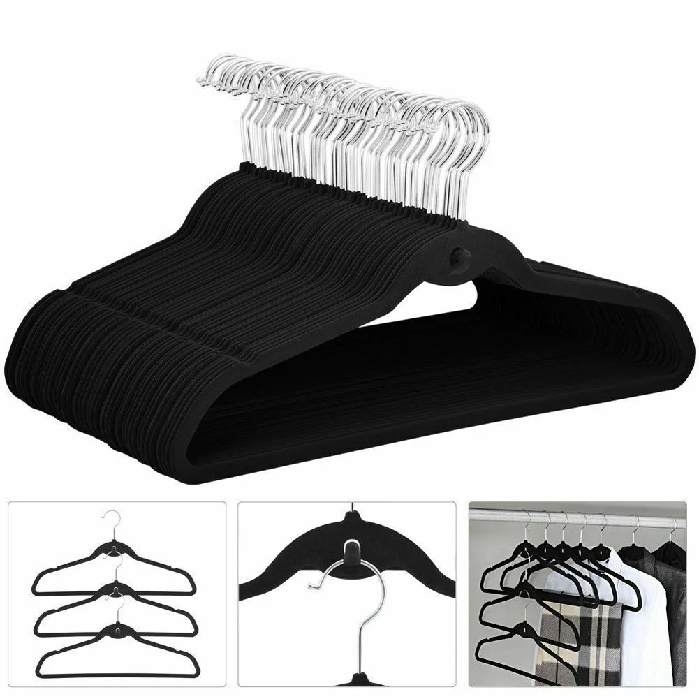 

10/20Pcs Non Slip Velvet Suit Clothes Hangers Wardrobe Home Organizer INTE99