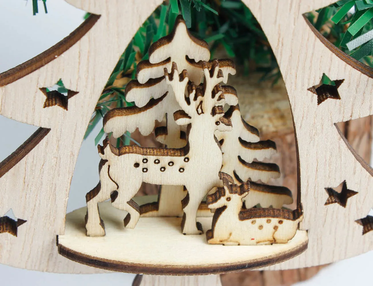 Рождественский Декор из дерева Колокольчик в форме сердца висящий объемной