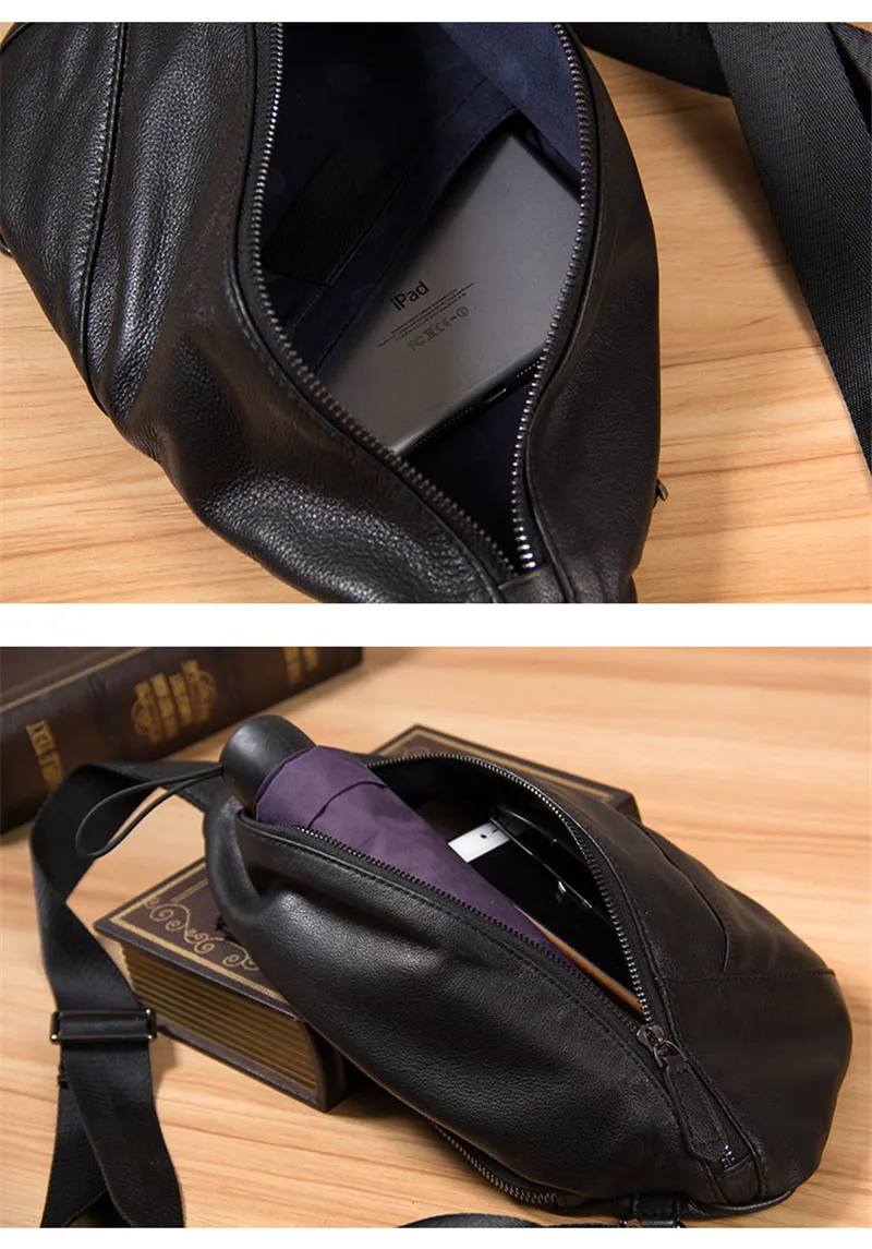 Fashion luxury natural real leather men's chest bag simple casual hot sale high-quality first layer cowhide cross-body backpack