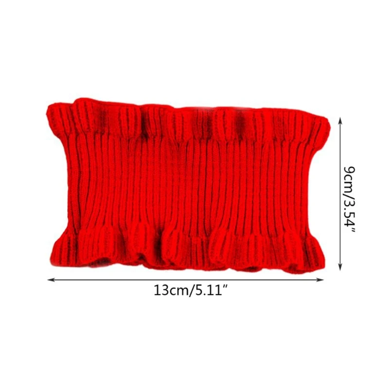 

Women Winter Neck Warmer Ribbed Knit Ruffles Trim Solid Color Choker Fake Collar M89E