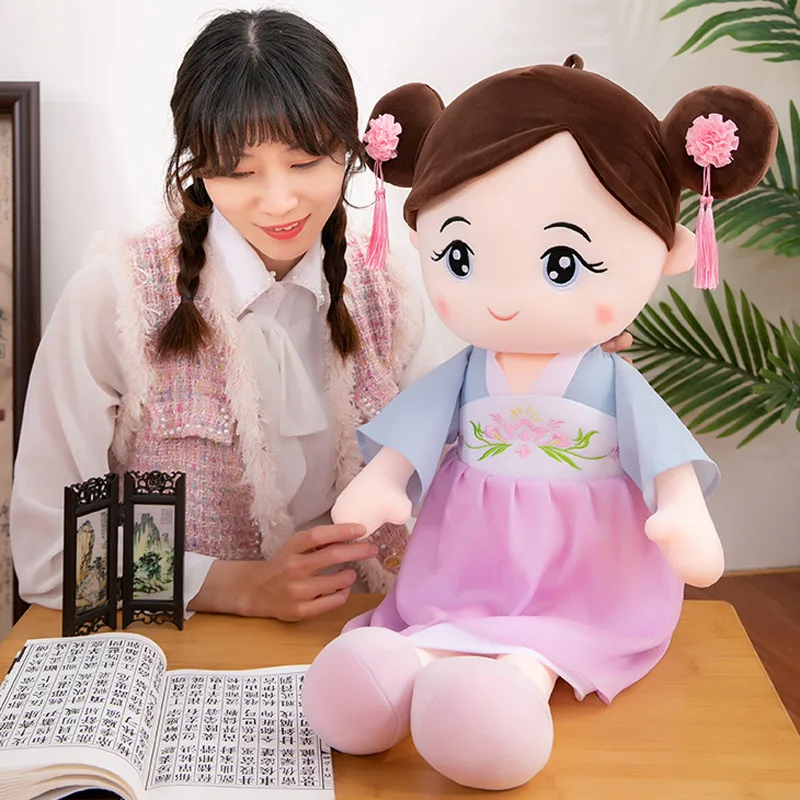 

Chinese style hanfu princess doll plush toy in skirt little girl doll birthday gift to accompany sleeping doll
