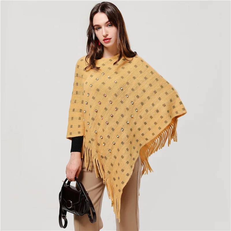 Зимнее пончо накидка шарф для женщин теплое кашемировое пальто в стиле панк