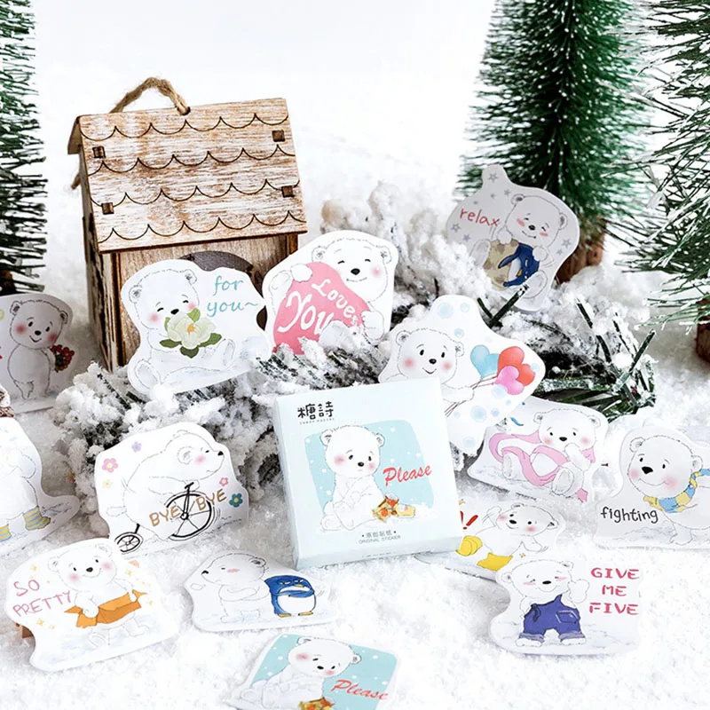 45 шт. Kawaii Белый медведь Декор наклейки милые канцелярские Наклейки японские наклейки для детей девочек DIY Скрапбукинг ежедневник, альбомы