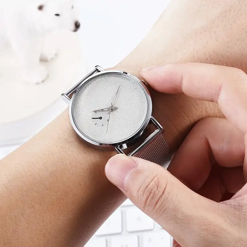 2019 Мужские кварцевые часы с черным сетчатым ремешком аналоговые наручные из