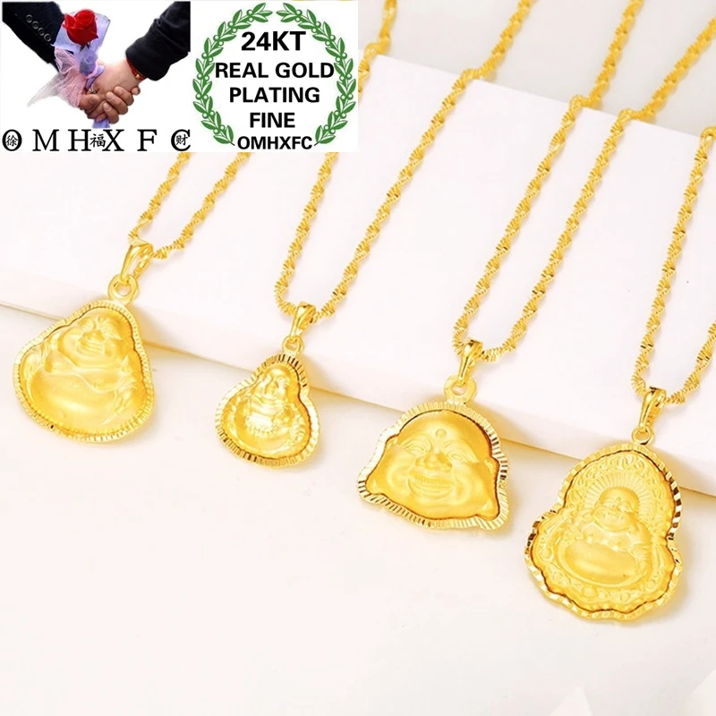 

OMHXFC Wholesale EP86 European Fashion Hot Fine Woman Man Party Birthday Wedding Gift Vintage The Buddha 24KT Gold Pendant Charm