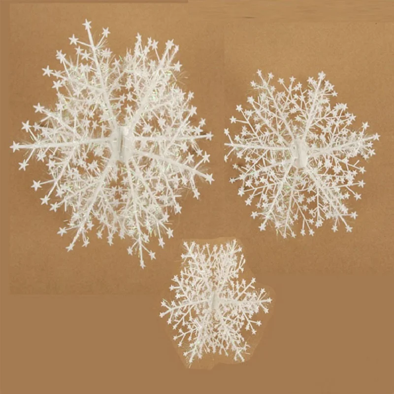 9Pcs 8.5/11/15/18cm Artificial Plastic Snowflake Christmas Tree Ornament Accessories Party Supplies Home Festival Decoration - купить по