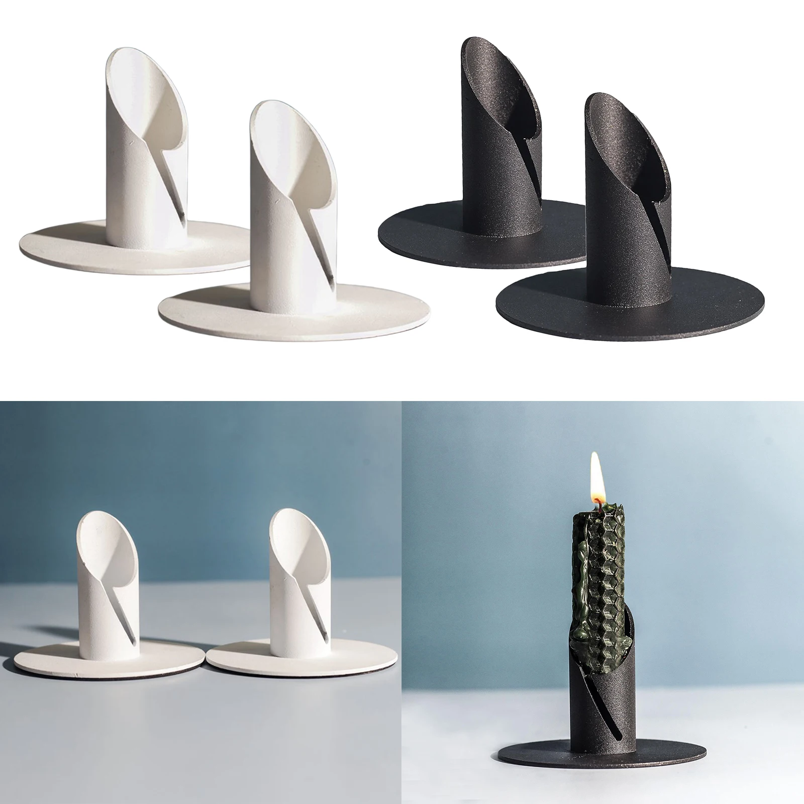 

Set of 2, Iron Candle Holder, Decorative Iron Pillar Candle Holder, Candle Stand for Wax Candles