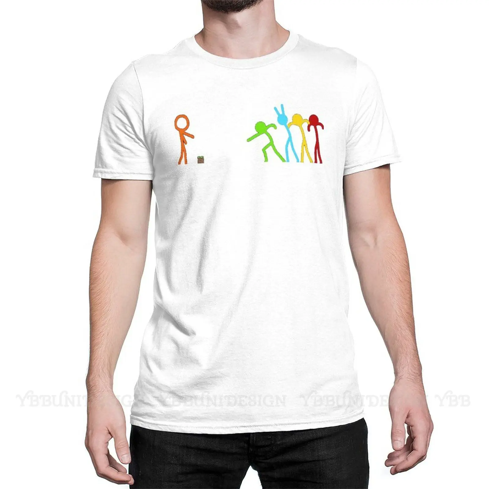 

Animation Print Cotton T-Shirt Camiseta Hombre Alan Becker Funny Games Men Fashion Streetwear Shirts Adult