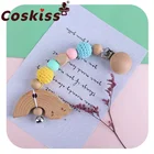 Coskiss, 1 шт., детский деревянный прорезыватель, не содержит Бисфенол А, Буковый грызун, крючком, деревянные подвесные колокольчики, искусственная игрушка, подарок