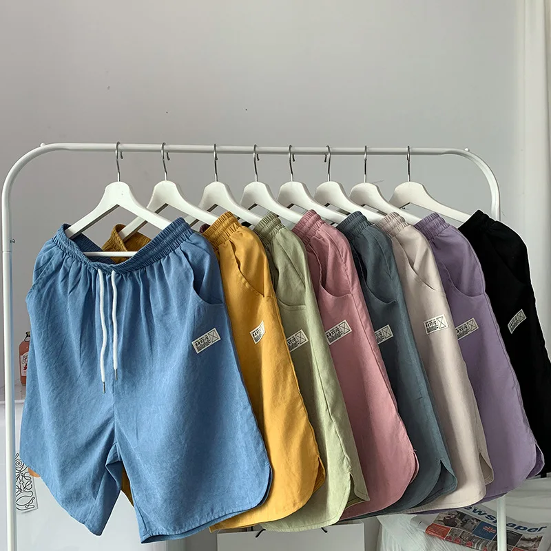 

2021 Summer Solid Color Casual Shorts Men's Thin Loose Breathable Beach Pants Cropped Pants shorts men