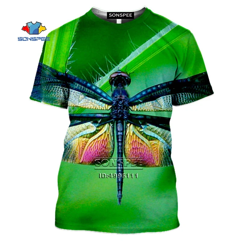 

Insect Dragonfly Men T-shirt 3D Print Double Wings Flowers Drops T shirt Women Summer Casual Harajuku Short Sleeve Hip Hop Cloth