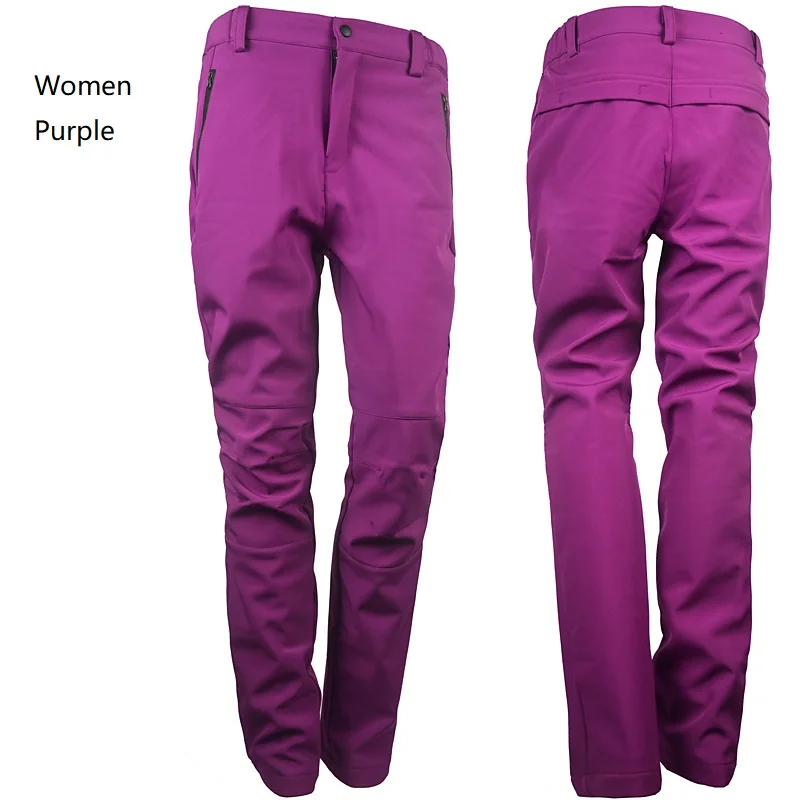 Women Purple Женские зимние Походные штаны, штаны для отдыха, весенние водонепроницаемые ветрозащитные флисовые ветрозащитные походные лыжные альпинистские штаны - Цвет: Women Purple