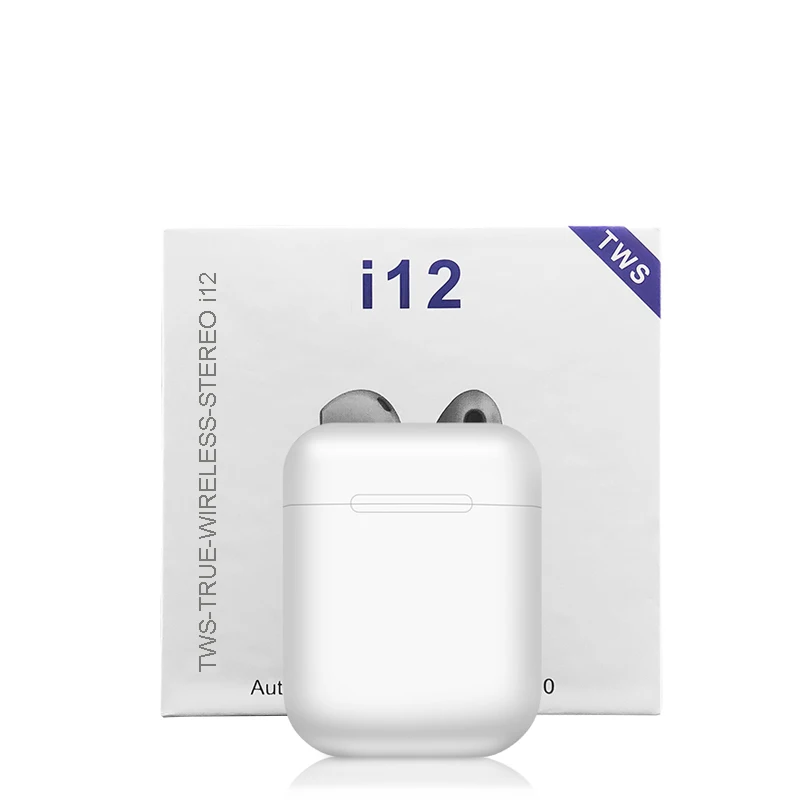 Белый I12 TWS оригинальные беспроводные наушники Bluetooth наушники HIFI бас Bluetooth гарнитура Спортивная сенсорная кнопка с микрофоном PK i10 i7s i9 tws - Цвет: Белый