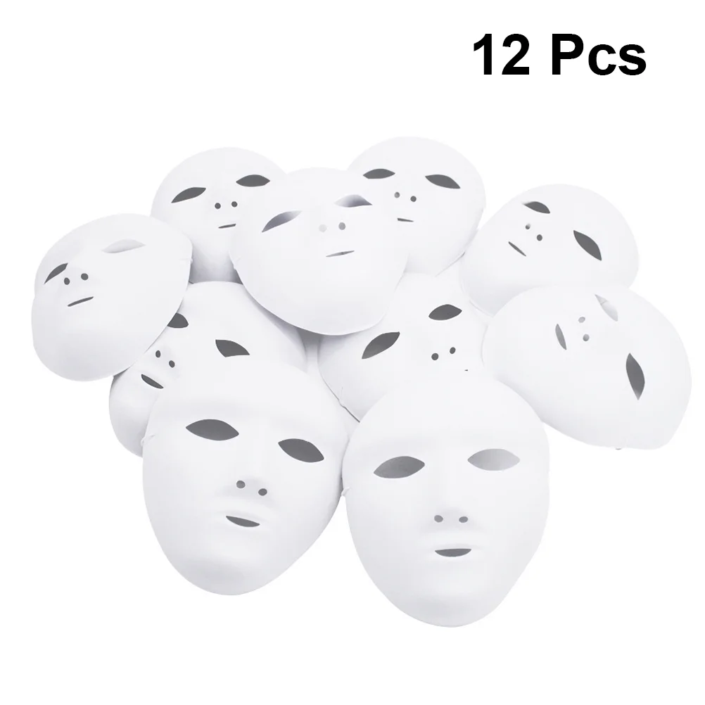 

12pcs Female Full Face Costumes DIY Blank Painting Mask Hip-Hop Dance Ghost Cosplay Fancy Dress Masquerade